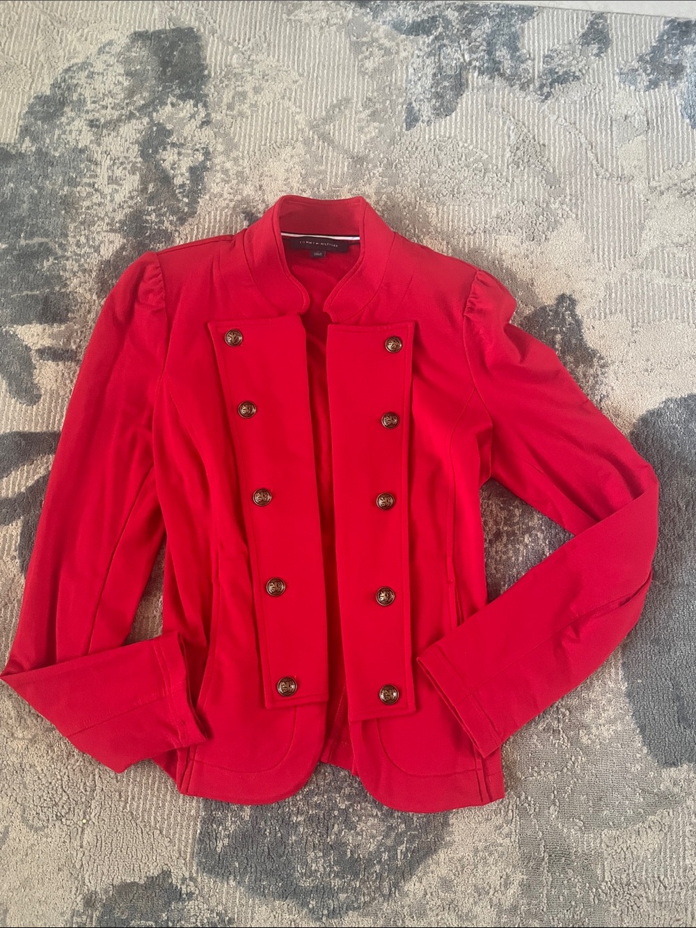 Tommy Hilfiger Red Double-Breasted Military Blazer